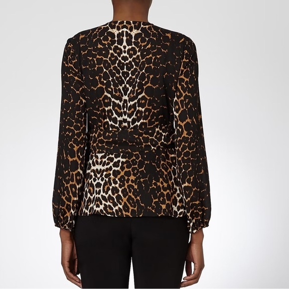 Joseph Ribkoff Leopard Wrap Top D Ring Balloon Sleeves Blouse Brown Size 6 Small - Picture 5 of 15